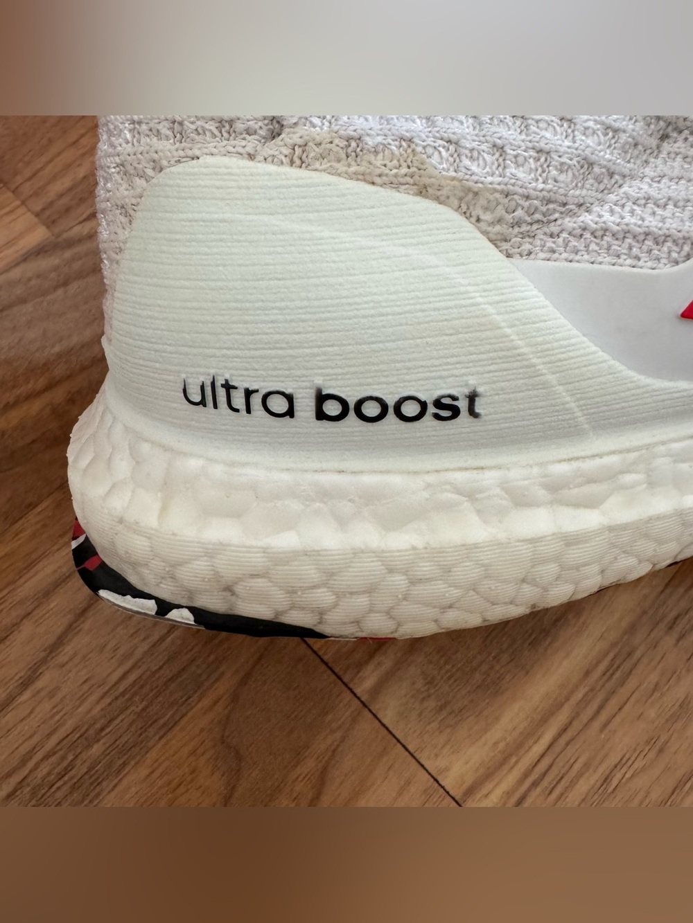 Adidas UltraBoost 4.0 Red Stripes White Running Shoes Marble Print Outsoles 10 - Picture 6 of 11
